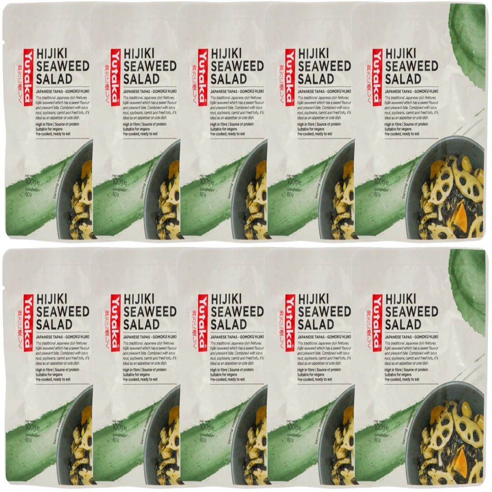 Yutaka Hijiki Seaweed Salad 100g (Pack of 10) | Dried Authentic Japanese Hijiki Seaweed | High in Fibre & Minerals | Perfect for Salads & Soups | Vegan & Gluten-Free