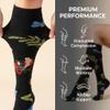 6 Pairs Compression Socks for Women and Men,15-20 mmHg Circulation Support for Nursing Travel Athletic Cycling Running (01 Black/Black/Floral, S-M) view 3