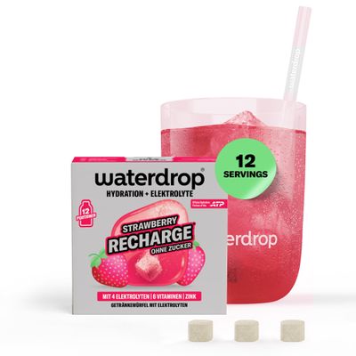 waterdrop Electrolyte Strawberry Sugar-Free Electrolytes for Fitness & Hydration, 12 Drops with Magnesium, Calcium, Chloride Sodium + Zinc, Water Flavouring Hydration Tablets in Strawberry Flavour