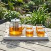 OFFASST Large Glass Teapot Set 1.5 Litre with Strainer Insert - Dishwasher Safe Tea Set with 4 Cups for Loose Tea, Perfect for Tea Party & Gift view 2