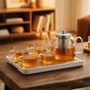 OFFASST Large Glass Teapot Set 1.5 Litre with Strainer Insert - Dishwasher Safe Tea Set with 4 Cups for Loose Tea, Perfect for Tea Party & Gift view 3