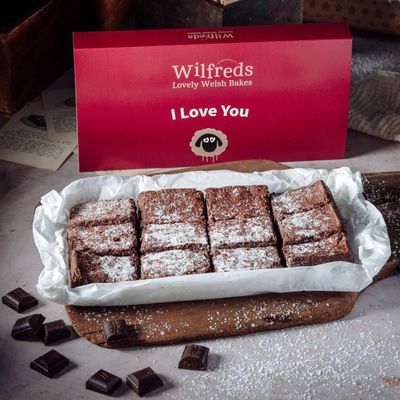 Wilfreds Belgian Chocolate Orange Brownies - 12 Gourmet Brownies in a Gift Box, Perfect for Brownie Sharing Joy or a Great Gift for Him or Her - Letterbox Friendly (I Love You)