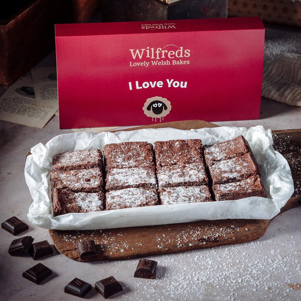 Wilfreds Belgian Chocolate Orange Brownies - 12 Gourmet Brownies in a Gift Box, Perfect for Brownie Sharing Joy or a Great Gift for Him or Her - Letterbox Friendly (I Love You)