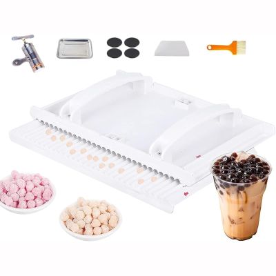 Manual Tapioca Pearl Maker Machine, 3-12mm DIY Bubble Boba Pearl Maker Tool with Strip Extruder and Stripper, Pill Taro Ball Cassava Ball Rubbing Board, Ergonomic Design, for Milk Tea Shop