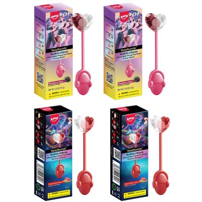 Amos Music Lollipop Sweets, 4PCS- (2x Black-berry & 2x Watermelon) Audio Singing Lollies Candy, Musical Lollipops Sweet Gift, Sugar Free Lolly Party Gift