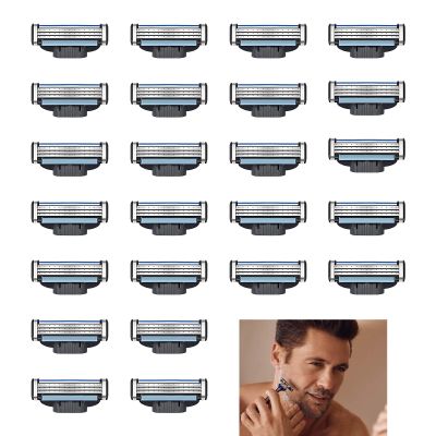 24 PCS 3 Razor Blades, 3 Replacement Blades, Stronger Than Steel Razor Blade Refills for Men, Fits All 3 Handles, Enhanced Precision, Smooth Shave, Ideal for Sensitive Skin and Daily Grooming