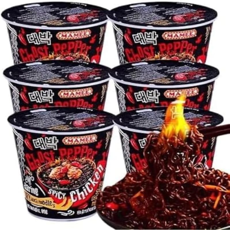 Devil Pepper Super Spicy Dry Mixed Noodles 80g/Can, Spicy Instant Dry Mixed Noodles, Hot Pepper (Super spicy,6 Can)