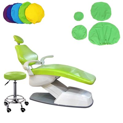 4pcs/Set Protective Full Dental Chair Cover, Elastic Seat Anti-dust and Washable Protector, Dustproof PU Leather Sleeve, Green