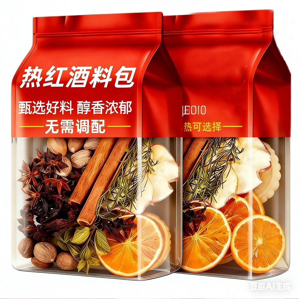 Festive Mulling Spice Kit Glhwein & Cider Mix with Orange Peel, Ideal for Winter Holiday Events(1 large pack containing 4 packs)