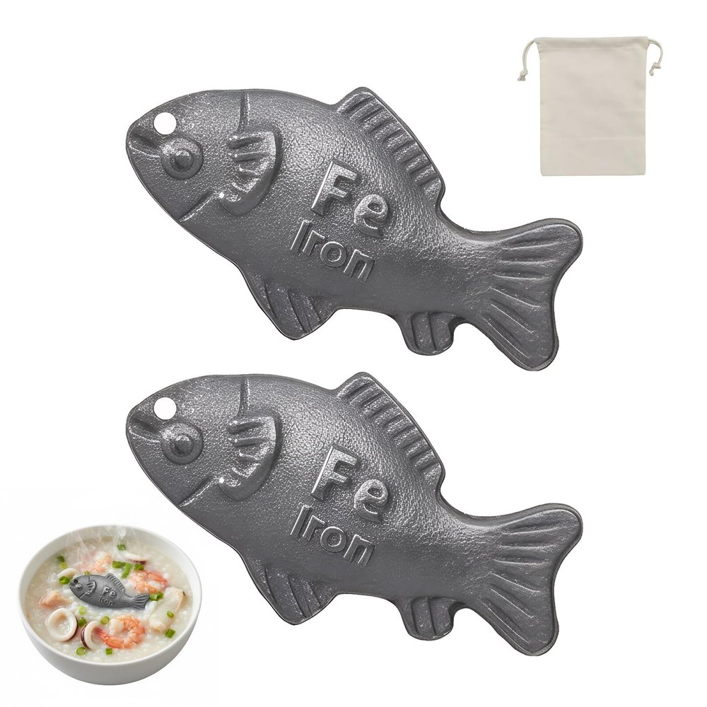 2Pcs Iron Fish for Cooking, Reusable Lucky IronFish Cooking Safe Iron Supplement Tool Deficiency Dietary Support Tool for Vegans Athletes Women Kids Fight Anemia Deficiency