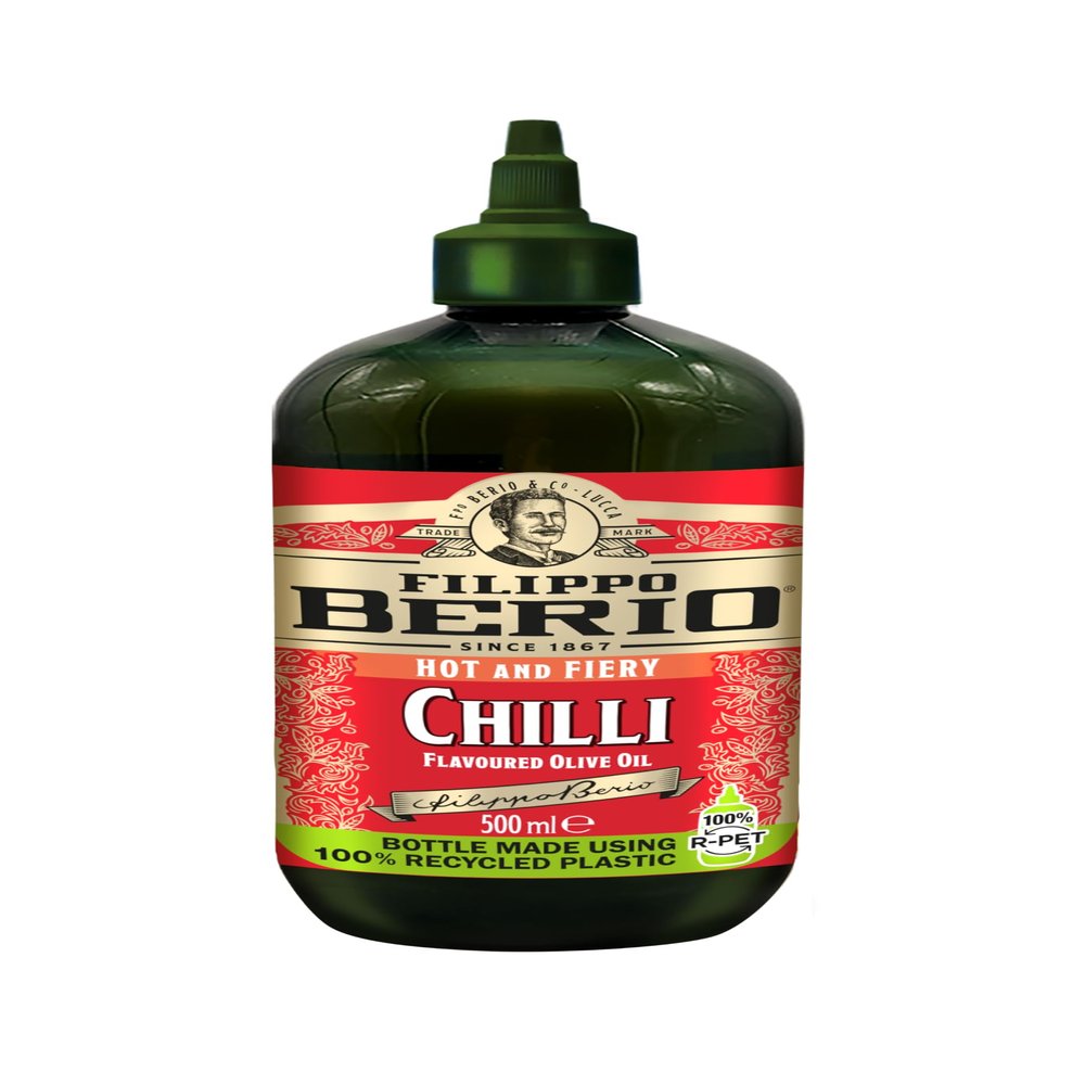 Filippo Berio Squeezable Chilli Flavoured Olive Oil 500ml Easy-Pour Spicy Olive Oil for Pizza, Pasta, Stir-fries & Drizzling