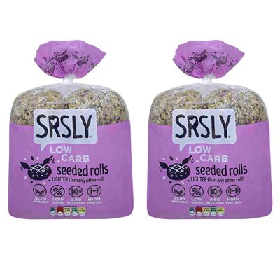 SRSLY Low Carb Keto Seeded Rolls 2 Packs of 4 Rolls - 3.5g Carbs 190 Kcals Per Roll - Freshly Baked Light & Fluffy Bread Sugarwise Certified High Protein High Fibre Low Sugar