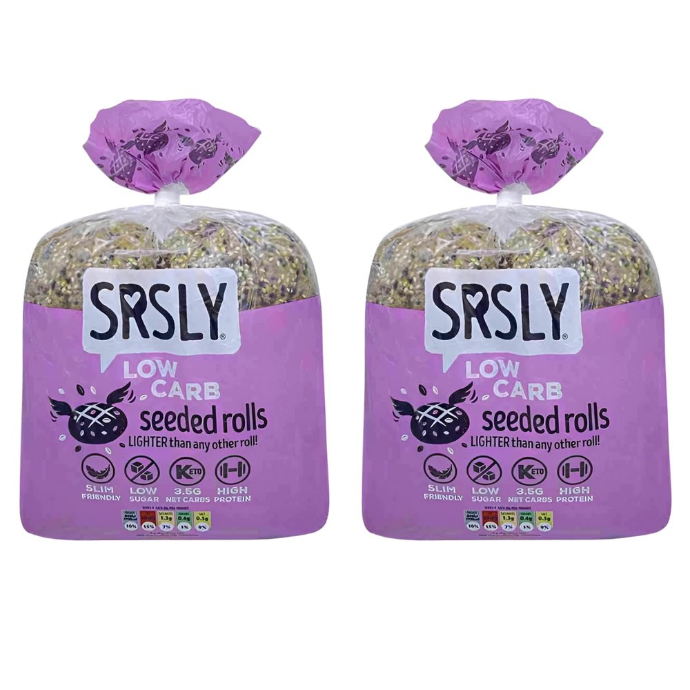 SRSLY Low Carb Keto Seeded Rolls 2 Packs of 4 Rolls - 3.5g Carbs 190 Kcals Per Roll - Freshly Baked Light & Fluffy Bread Sugarwise Certified High Protein High Fibre Low Sugar