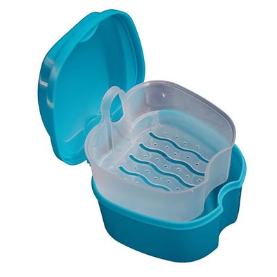1PC Strong Denture Box With Simple Retrieval Tab Denture Bath Case False Teeth Storage Premium Mouth Guard Box Perfect To Safe Guard Dentures And Valuables(Blue)