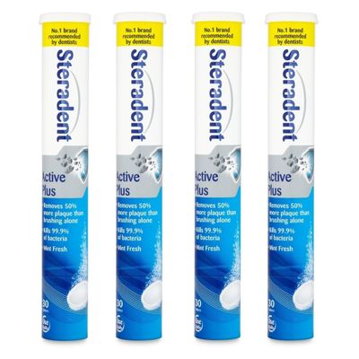 Active Plus Denture Cleaning Tablets 30 -Plaque Remover Daily Denture Cleaning Bundle Tablets - Pack of 4