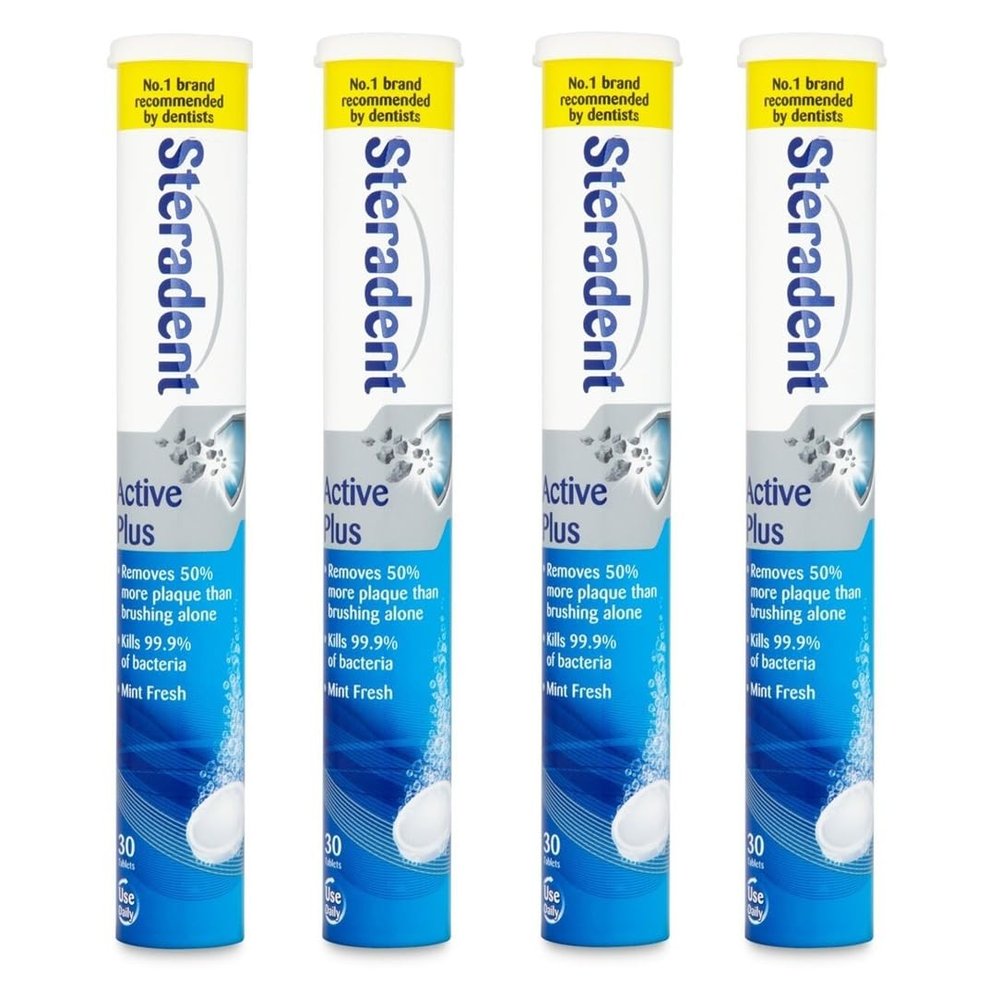Active Plus Denture Cleaning Tablets 30 -Plaque Remover Daily Denture Cleaning Bundle Tablets - Pack of 4