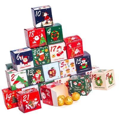 Christmas Festival Countdown Calendar 24 Days Candy Box Easy Assembly Home Party Decoration Gift Wrapping Paper Craft Countdown Activity