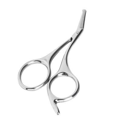 FILFEEL Premium Ergonomic Small Grooming Scissors for Nose, Eyebrows, and Facial Hair Rounded Tip Stainless Steel Hair Scissors, Safe & Portable (Silver)
