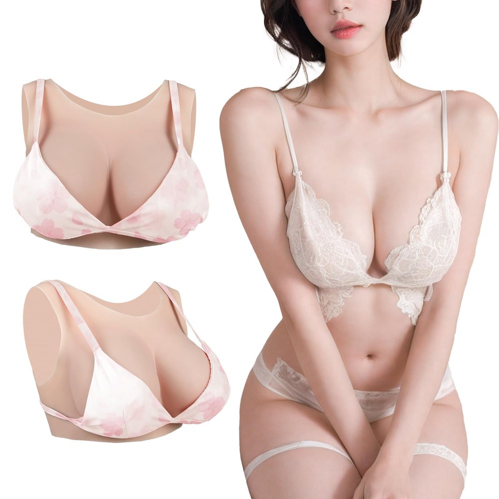 CUAIBB Silicone Breast Forms Round Collar Fake Breastplate Realistic Breast for Cosplay Drag Queen