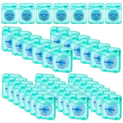 40Pack Dental Floss Bulk 50m Each Mint Travel Dental Floss, Mint Waxed Mini Travel Size Tooth Flosses Picks Pack Individually Wrapped for Oral Care Teeth Protection, Green