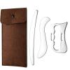 3-in-1 Stainless Steel Gua Sha Tool, Skin Scraping Massage Tools, Massage Scraper with Felt Bags, Soft Tissue Scraping Tools for Face Neck Back & Body, Lymphatic Drainage, Jawline Sculpting, Silver view 1