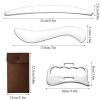 3-in-1 Stainless Steel Gua Sha Tool, Skin Scraping Massage Tools, Massage Scraper with Felt Bags, Soft Tissue Scraping Tools for Face Neck Back & Body, Lymphatic Drainage, Jawline Sculpting, Silver view 2