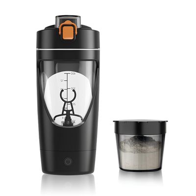 mountop Protein Shaker Bottle, USB-C Rechargeable Protein Shaker Perfect for Shakes & Meal Replacements, Auto-Mix Bottle with Powder Storage Compartment, BPA-Free, Made from Tritan, 400ml Black