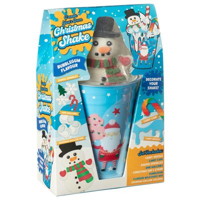 Create Your Own Christmas Milkshake Set - Includes: 1 X Strawberry Flavour Milkshake Mix, 1 X Candy Drizzle, 1 X Candy Cane, 1 X Christmas Cup & Straw, 1 X Santa Mallows Lollipop (Bubblegum)