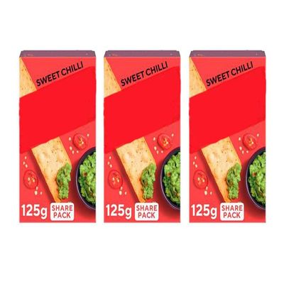 Sweet Chilli Flatbread Crackers, Wheat and Rye, Vegetarian Friendly, No Artificial Preservatives, 125g Share Pack,Pack Of 3