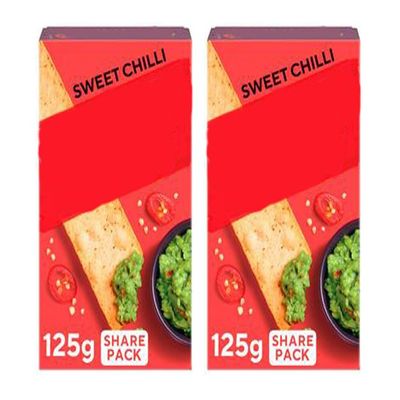 Sweet Chilli Flatbread Crackers, Wheat and Rye, Vegetarian Friendly, No Artificial Preservatives, 125g Share Pack,Pack Of 2