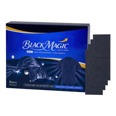 Black Laundry Dye Sheets - 16 Pack Intense Colour Refresher for Dark Garments | Black Fabric Dye Sheets for Washing Machine for T-Shirts, Jeans, Trousers, Duvet Covers, Coats and Mans