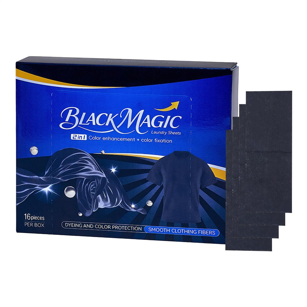 Black Laundry Dye Sheets - 16 Pack Intense Colour Refresher for Dark Garments | Black Fabric Dye Sheets for Washing Machine for T-Shirts, Jeans, Trousers, Duvet Covers, Coats and Mans