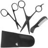 ARTSEWPLY 4 Pcs Stainless Steel Beard Scissors and Mustache Comb Kit for Men with Storage Pouch, Precise Trimming and Clean Cut, for Outdoor Travel and Barber Shops view 1