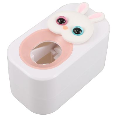 GANAZONO Boys and Girls Toothpaste Dispenser Pink Bunny Wall-Mounted Plastic Toothpaste Squeezer for Bathroom Routine with Adorable Cute Design and Easy Installation