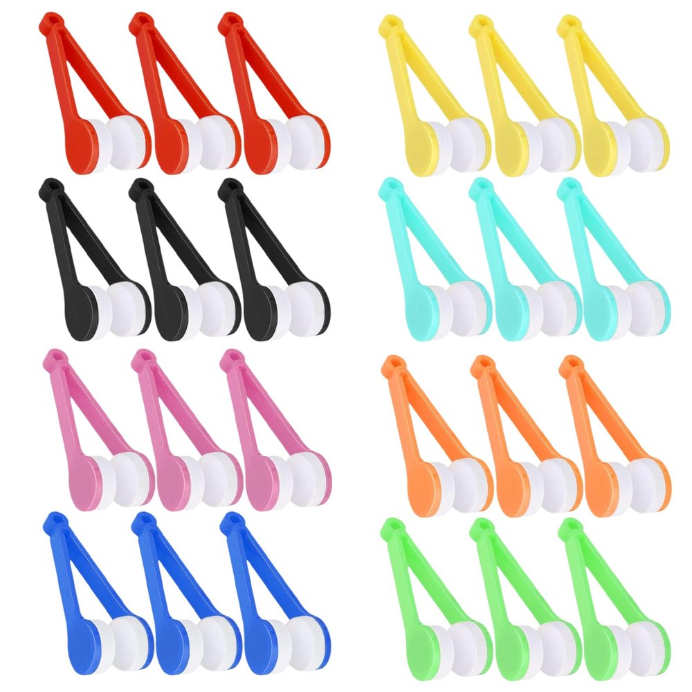 24 Pcs Sun Glasses Eyeglass Microfiber Spectacles Cleaner Soft Brush Cleaning Tool Mini Microfiber Glasses Eyeglasses Cleaner Cleaning Clip (8 Colors)
