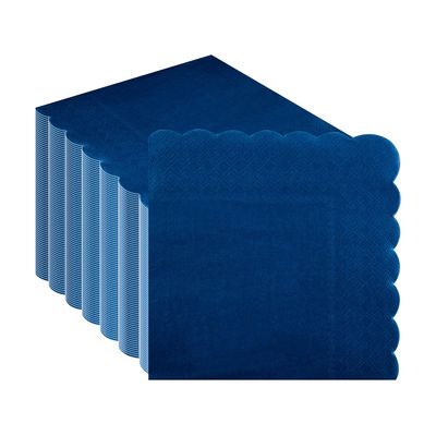 100-Pack Navy Paper Napkins, CEILIWEN Navy Blue Party Serviettes for Party, VE Day, Birthday, Retirement & Catering, 2-Ply, 32x32cm Scalloped Napkins