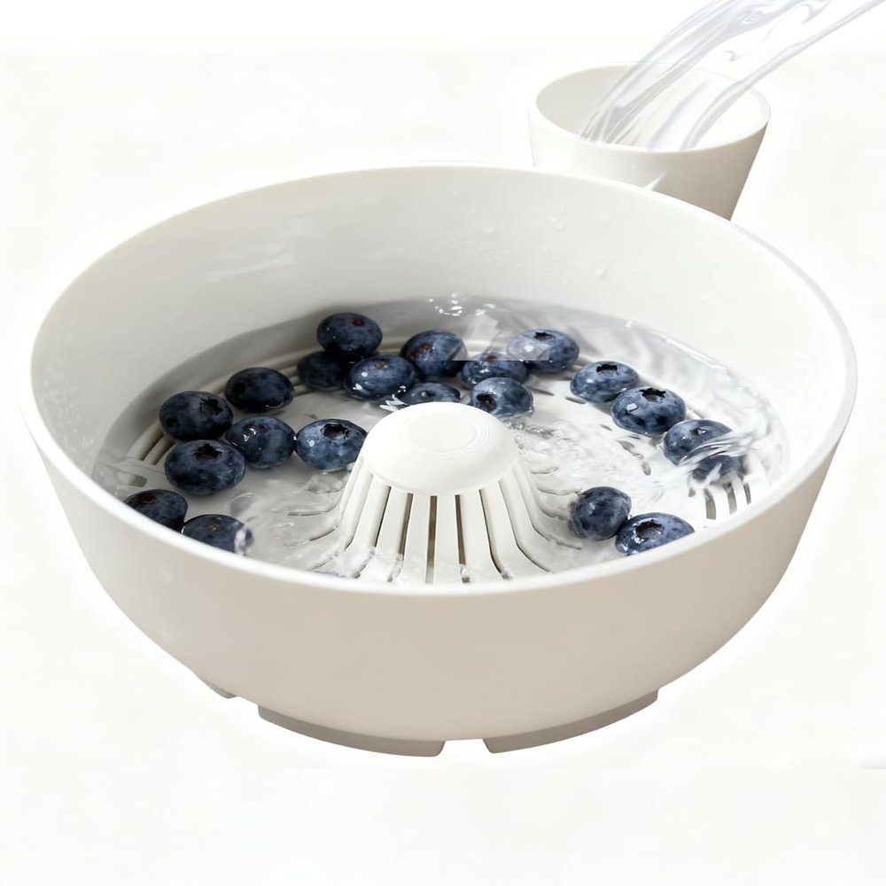 3D-Printed Hydro Bowl, Automatic Fruit Washer & Spinner Bowl, Multipurpose Rinse Drain Basket for Quick, Efficient No-Scrub Cleaning, Portable Kitchen Tool for Fruits & Vegetables(S-15 * 10 * 5.5CM)