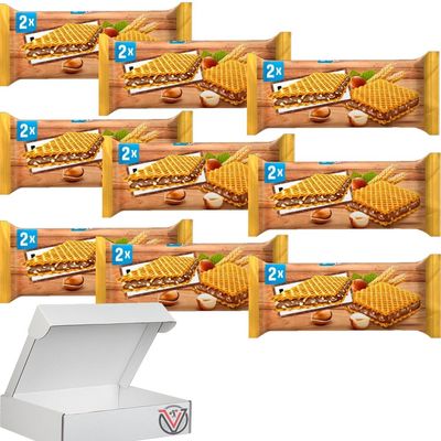 Wafer Biscuits Packs 10 x 44g With Gift Box - Creamy Hazelnut-Filled Wafer Biscuits