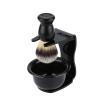 3 In 1 Shaving Brush Kit with Stand Frame Base Soap Bowl and Bristle Hair Modern Design Materials Cleaning Tool for Daily Beard Care