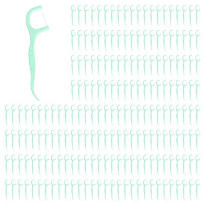 200 Peppermint Green Bow Dental Floss, Oral Cleaning Tool, Practical and Portable Disposable Dental Floss, Suitable for Removing Dental Plaque and Food Residues.