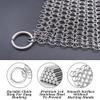 Cast Iron Cleaner, 6 Inch 316 Stainless Steel Skillet Cleaner, Cast Iron Scrubber with Hanging Ring, Chain Mail Scrubber for Griddle Skillet, BBQ Grills, Wok, Cast Iron Pan view 3