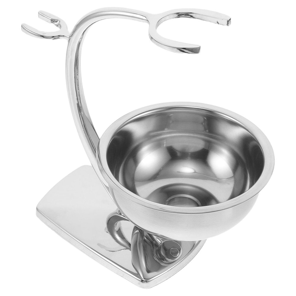 FONDOTIN Stainless Steel Shaving Stand with Anti-slip Base for Men S Grooming Compact Shave Brush and Bowl Holder Bathroom Shower Rack Organizer for Beard Care and Wet Environments