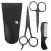 HONITANO Stainless Steel Beard Shears Kit for Men with 4 Pcs Including Mustache Trimming Scissors, Small Comb and Storage Pouch, Anti-Rust Sturdy Design for Home DIY and Outdoor Travel view 1