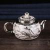 YOPI Elegant Silver Kung Fu Tea Set - Chinese Wedding Banquet Wine Set with Dragon and Phoenix Design(Silver) view 4