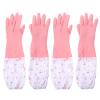 2 Pair Waterproof Kitchen Gloves Thick Plush Lining Anti-Slip Rubber Dishwashing and Cleaning Gloves Size S Random Color Random Color view 1
