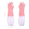 2 Pair Waterproof Kitchen Gloves Thick Plush Lining Anti-Slip Rubber Dishwashing and Cleaning Gloves Size S Random Color Random Color view 2