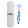 GOOHOCHY Travel Denture Cleaning Brush with Storage Box 2Pcs Set Portable Toothbrush Holder with Cover for Denture Care, Travel Toothbrush Case for Bathroom and On-The-Go Use view 1