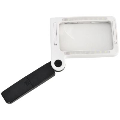 Ergonomic 3.50X Magnifier Glass with 16 LED Light for Elderly Reading Portable Handheld Acrylic Lens ABS Case Travel with Light