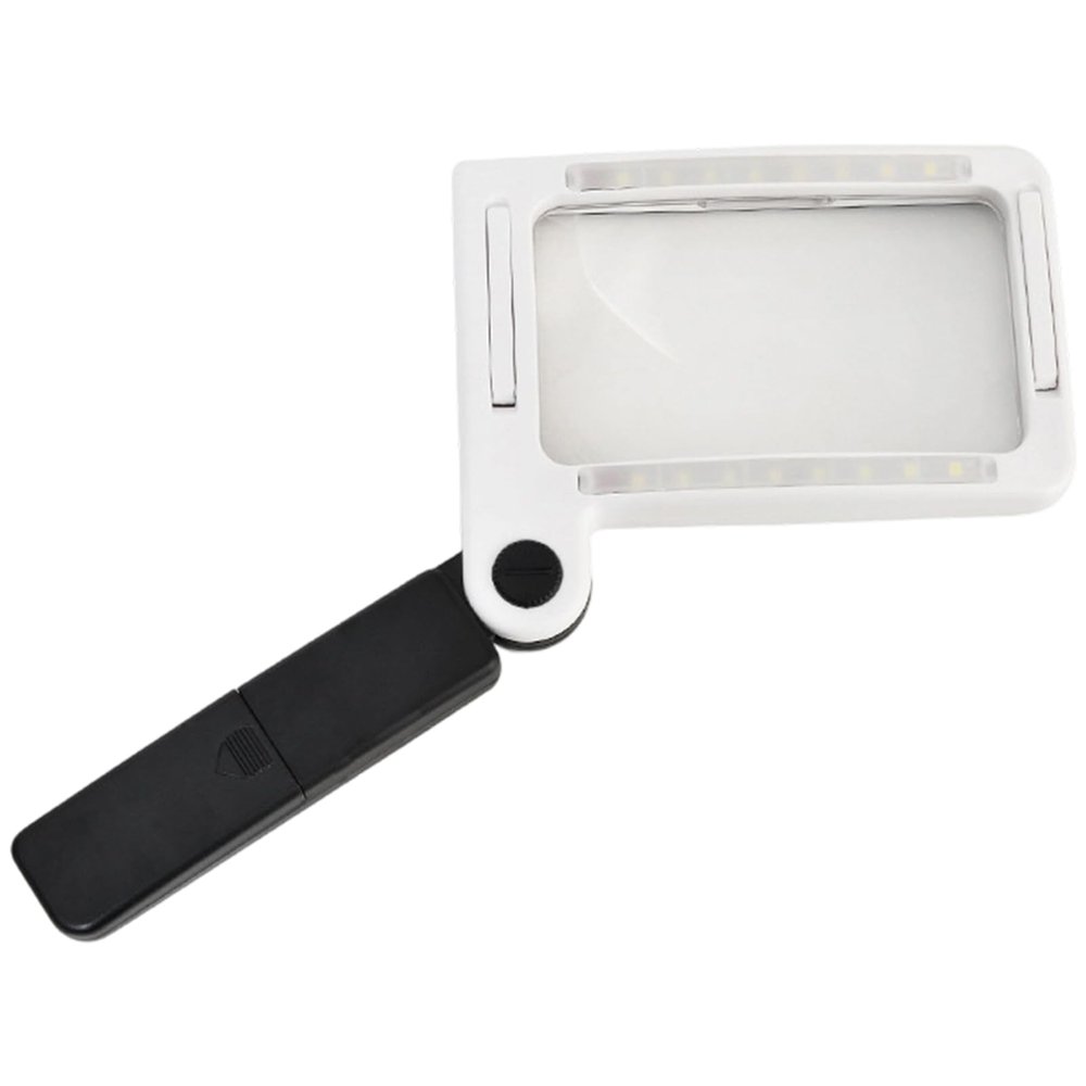 Ergonomic 3.50X Magnifier Glass with 16 LED Light for Elderly Reading Portable Handheld Acrylic Lens ABS Case Travel with Light
