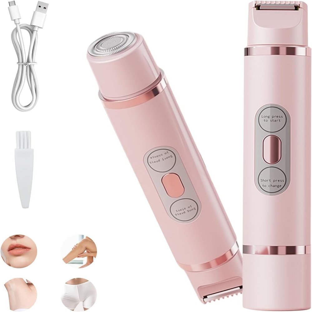 Chainsaw Facial Hair Remover for Women, 2 in 1 Face Hair Trimmer, IPX7 Waterproof Wet/Dry Bikini Trimmer, Rechargeable Women's Facial Shaver for Body, Face & Sensitive Areas, Painless & Easy to Clean